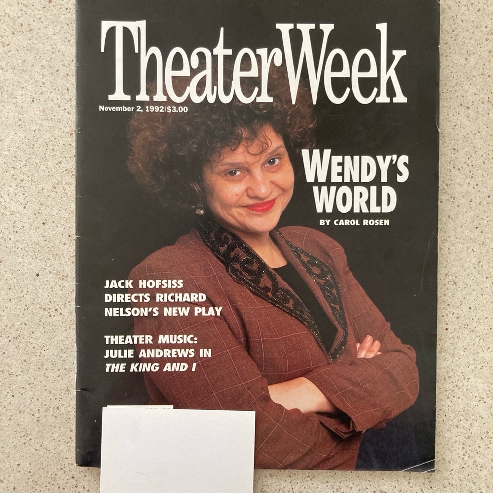 Wendy Wasserstein Theater Week Magazine November 2 1992 Address Label Attached